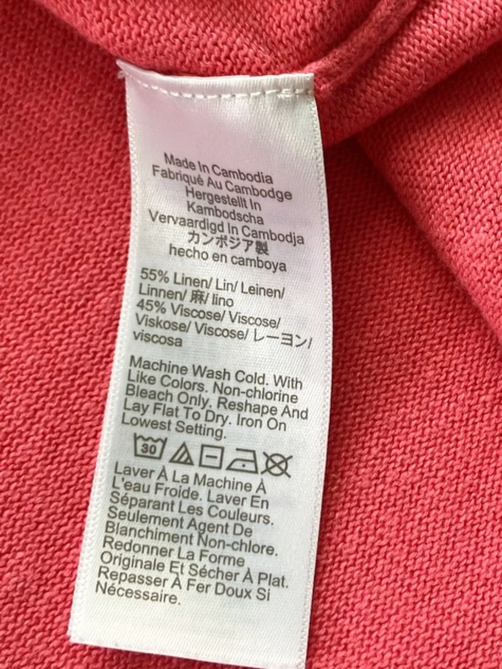 J. Crew Pink Linen Blend Curved Hem Crewneck Sweater, Size Medium